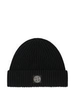 Black Ribbed Logo Beanie Cap 1