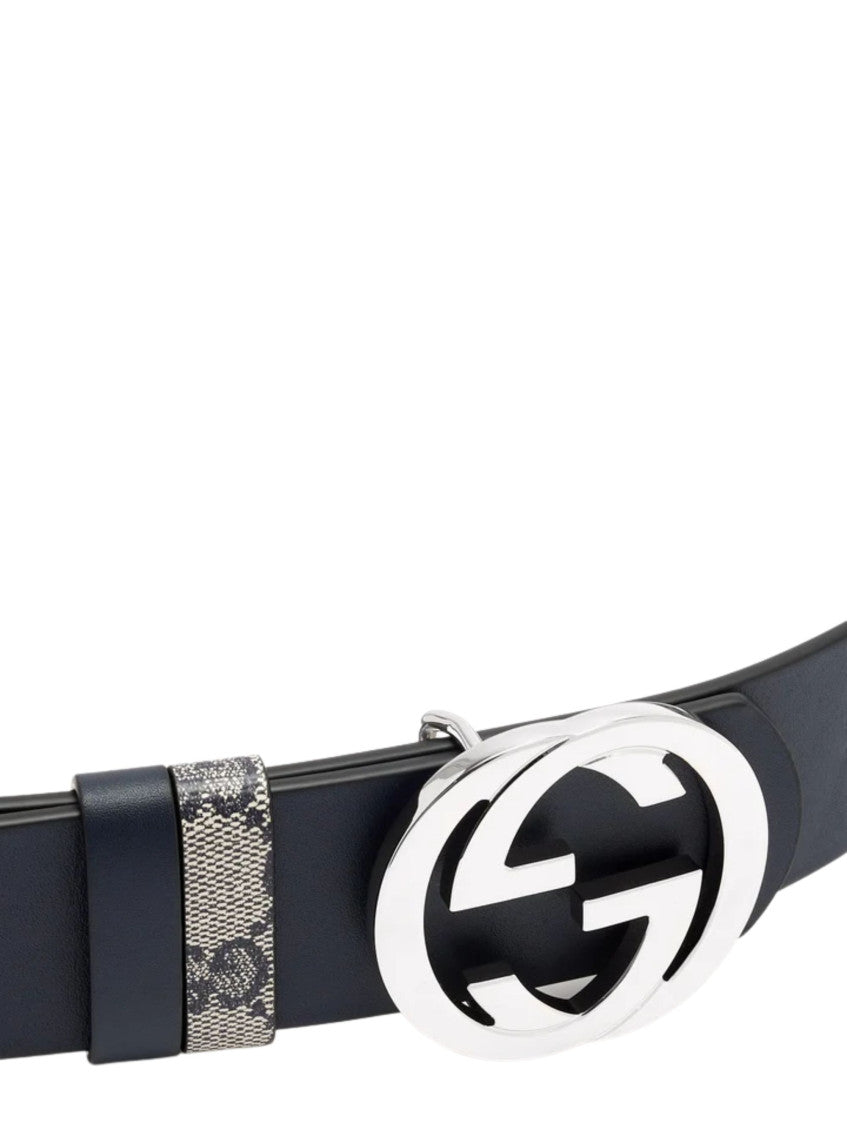 Navy Blue GG Logo Buckle Belt 2