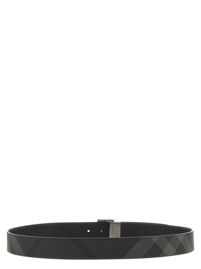 Black Grey Check Reversible Buckle Belt 3
