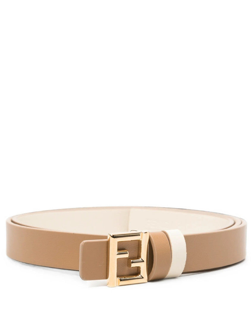 Light Brown Logo Buckle Belt 1