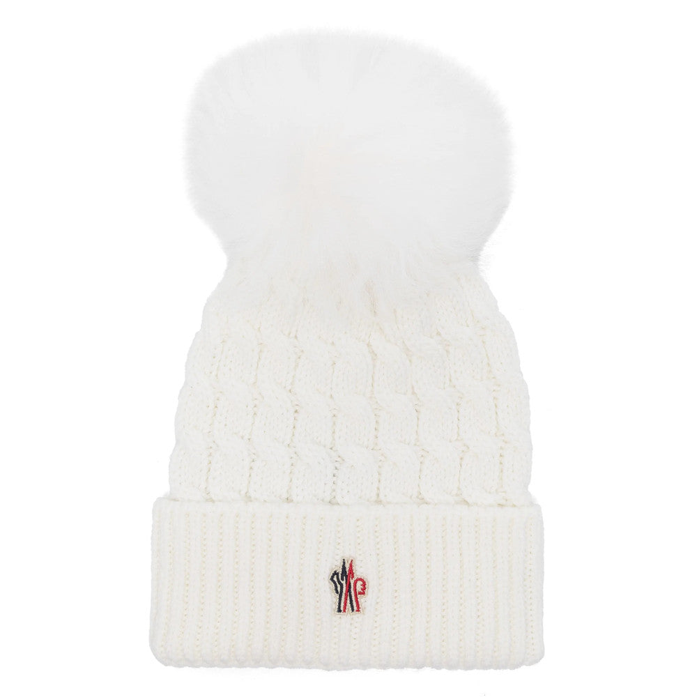 White Grenoble Knitted Beanie Cap 1