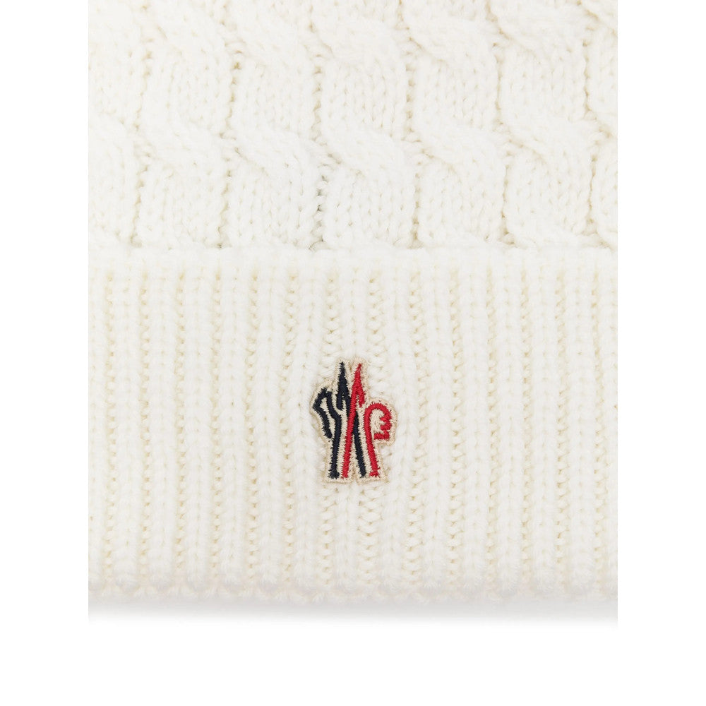 White Grenoble Knitted Beanie Cap 2