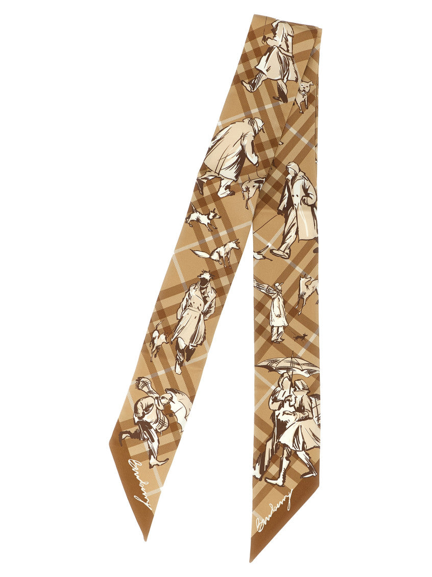 Beige Check Mates Printed Bandana Scarf 1