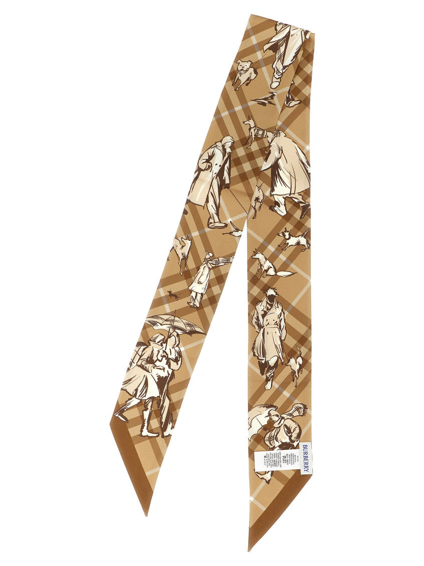 Beige Check Mates Printed Bandana Scarf 2