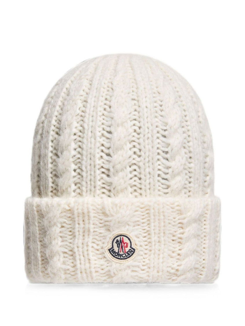Off White Knitted Beanie Cap 1