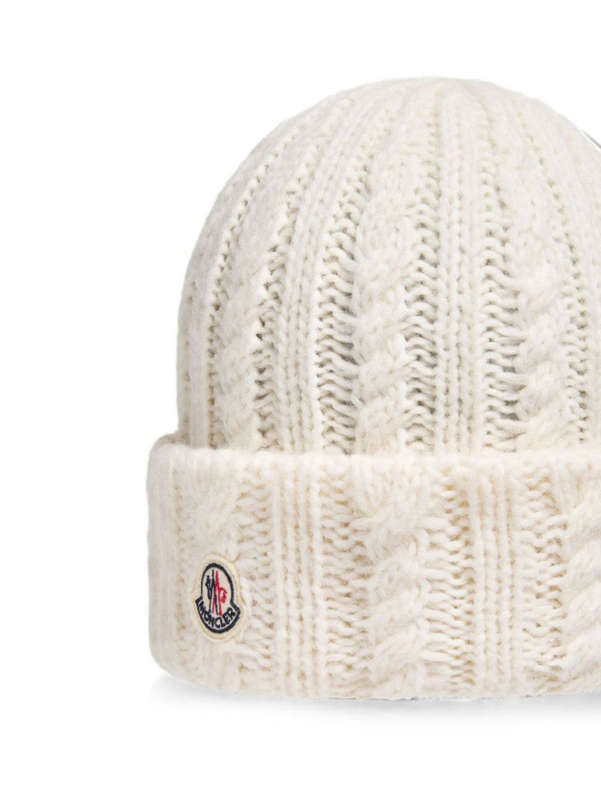Off White Knitted Beanie Cap 3
