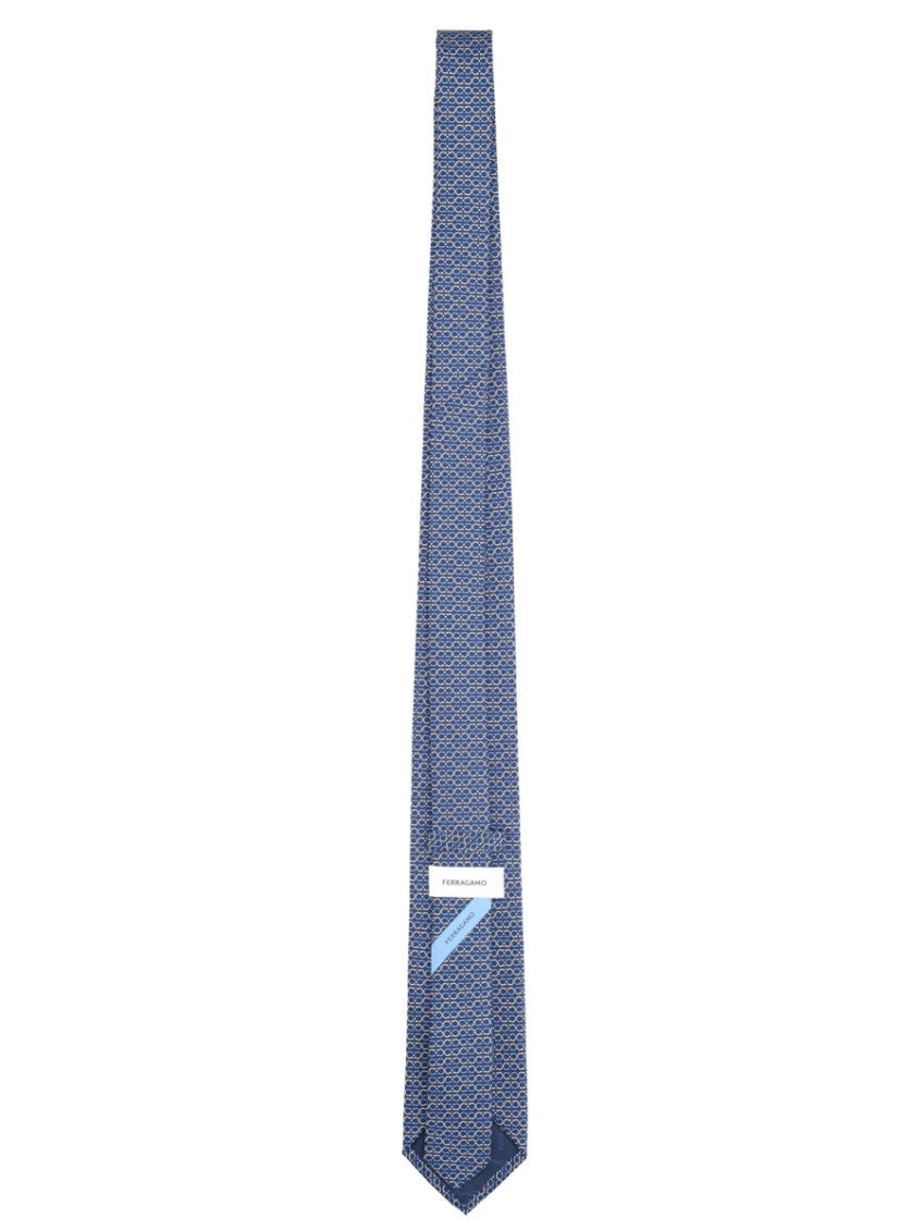 Blue Logo Printed Tie 2