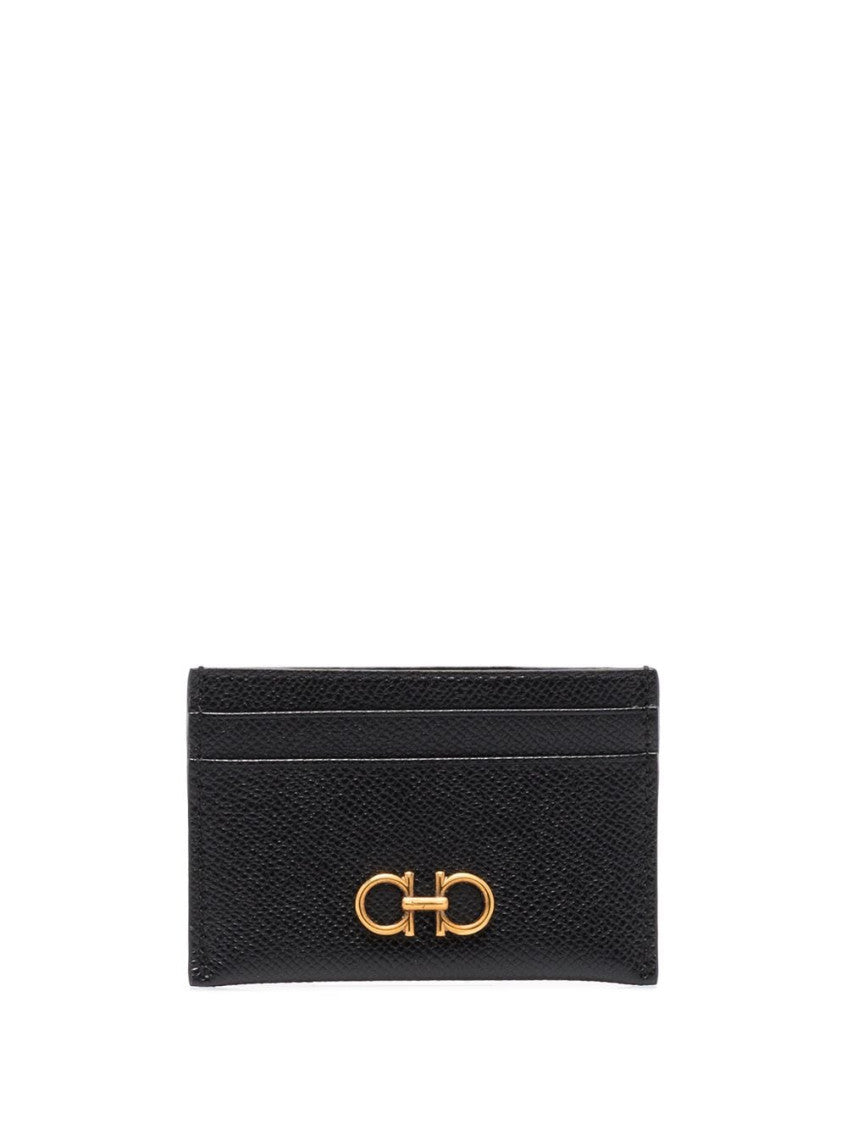 Black Gancini leather credit card case 1
