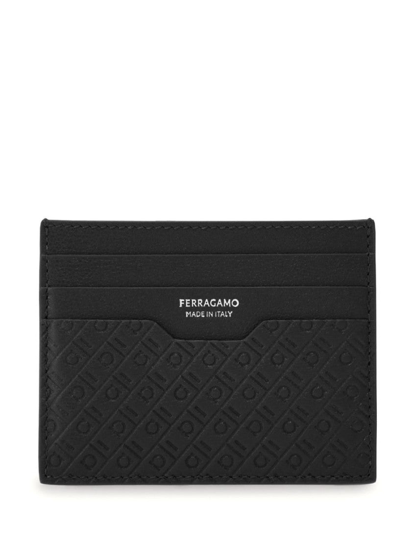 Black Logo Textured Wallet 1