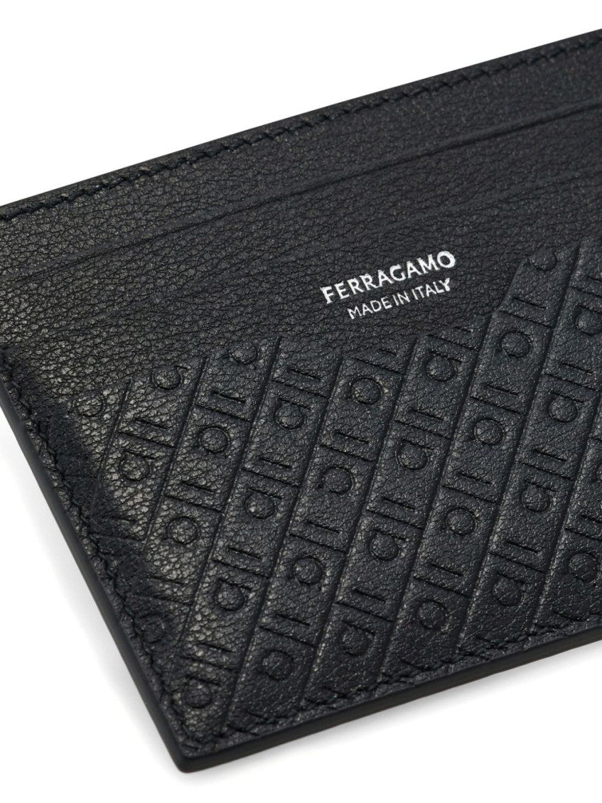 Black Logo Textured Wallet 3