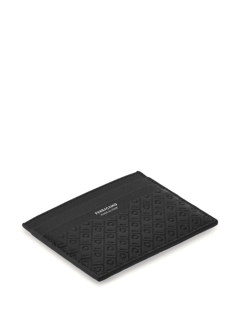 Black Logo Textured Wallet 4