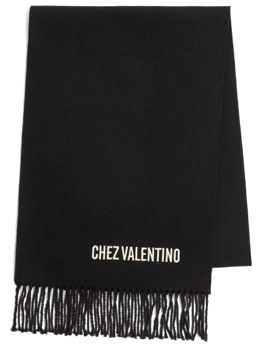 Black VLogo Textured Scarf 1
