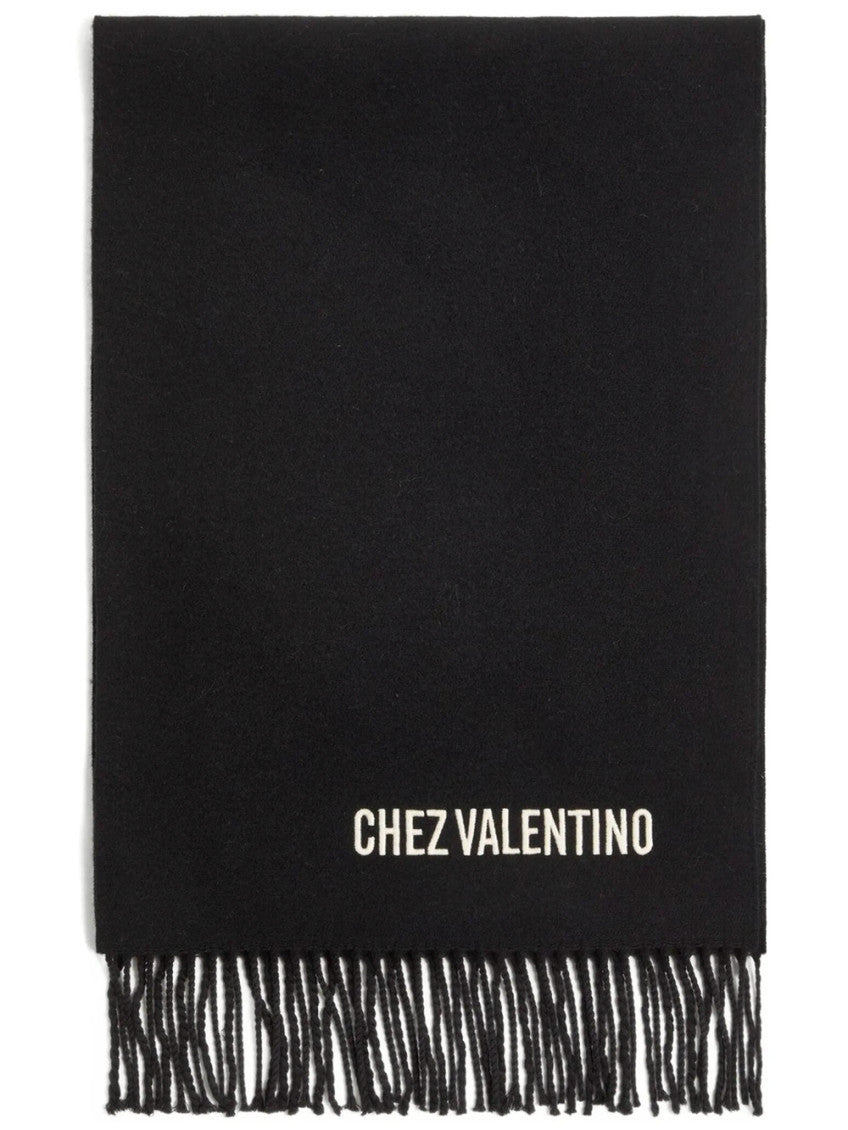 Black VLogo Textured Scarf 2