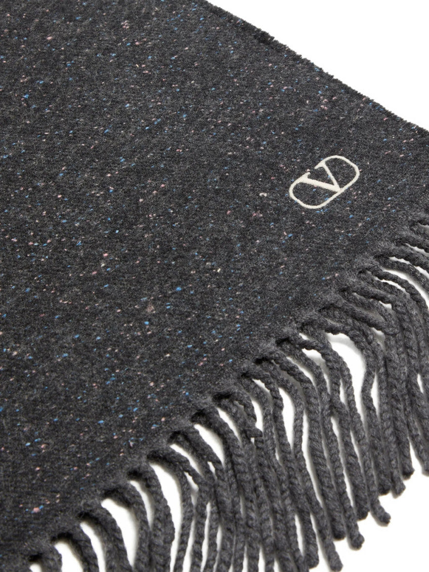 Grey VLogo Textured Scarf 2