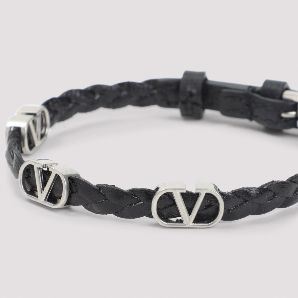 Black Signature Leather Bracelet 5