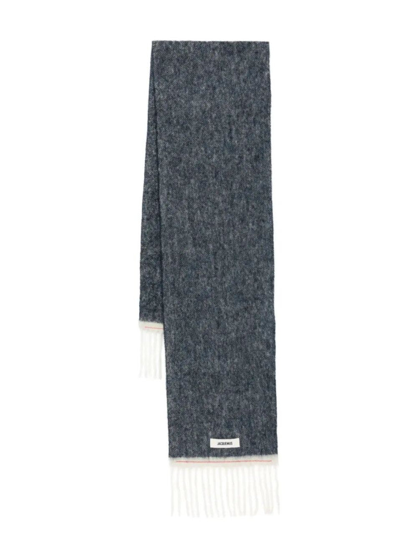 Navy Blue Textured Logo Scarf 1
