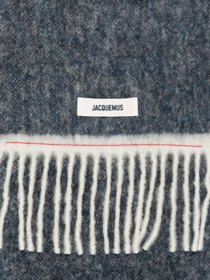Navy Blue Textured Logo Scarf 2