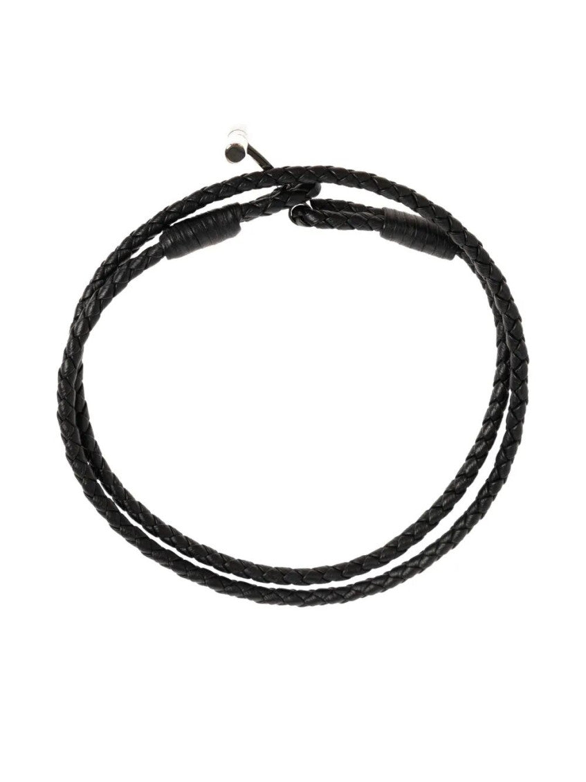 Black Braided Leather T Bracelet 3