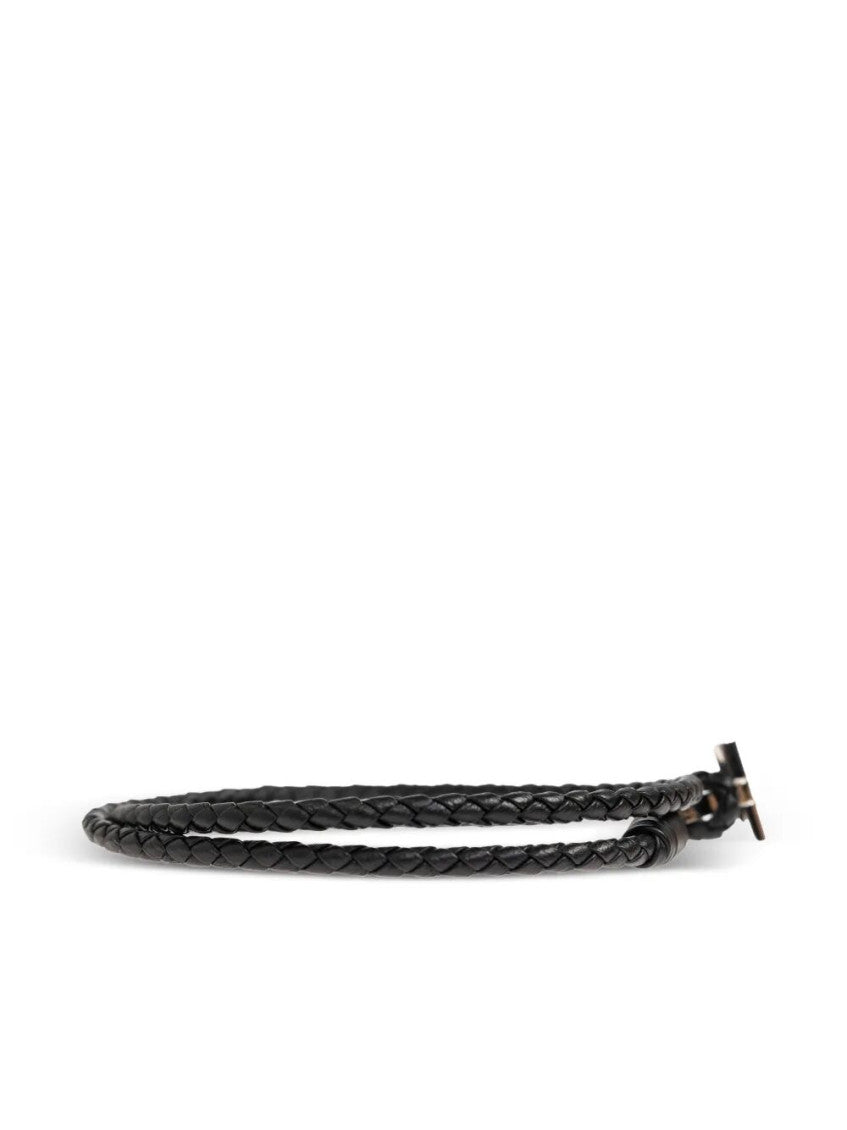 Black Braided Leather T Bracelet 5