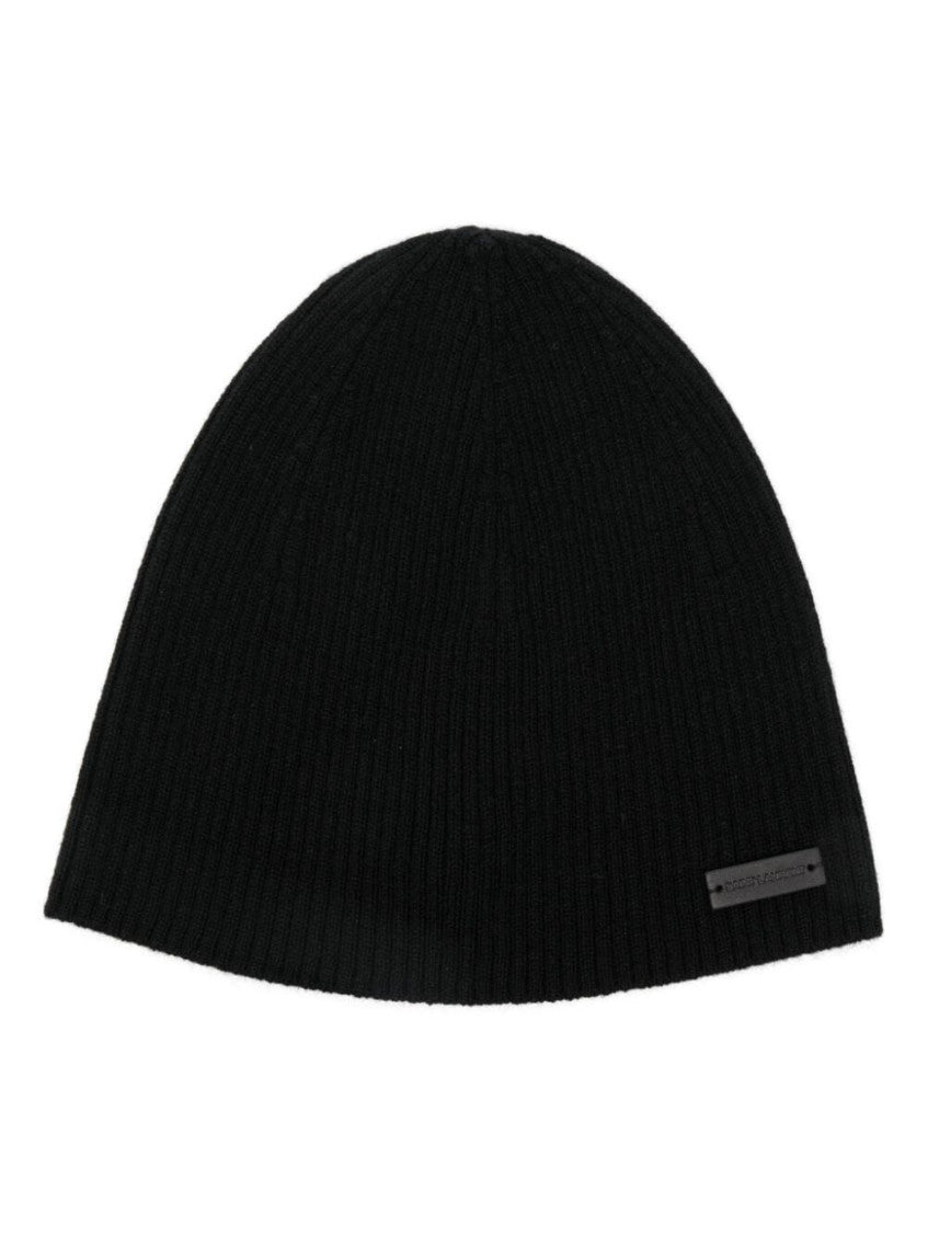 Black Logo Beanie Cap 1