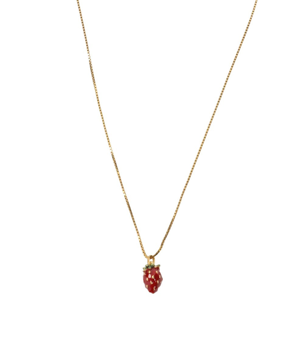Golden Strawberry Pendant Necklace 2