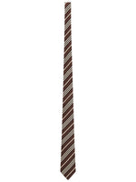 Brown Ivory Striped Tie 1