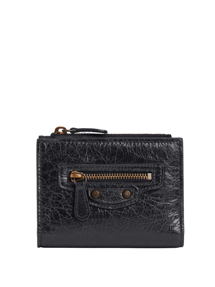 Black Textured Zip Wallet 1