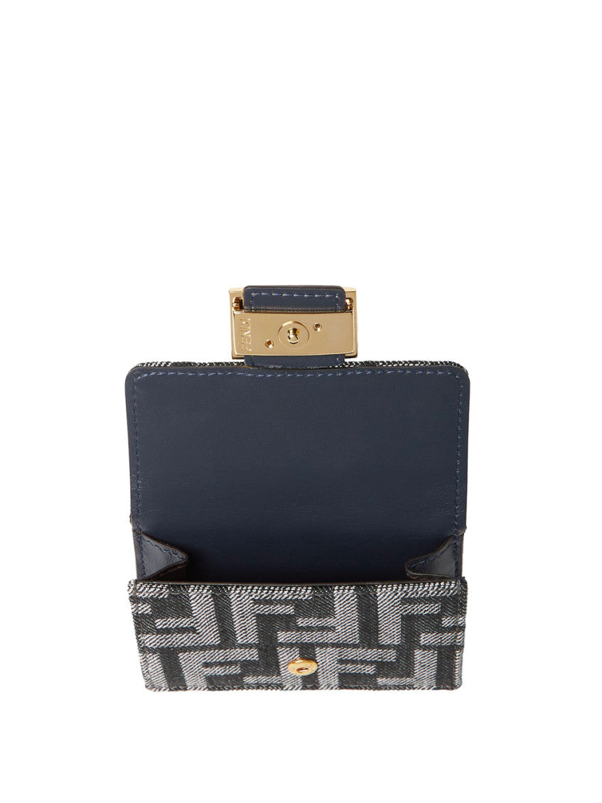 Dark Blue Denim-effect FF Jacquard Wallet 2