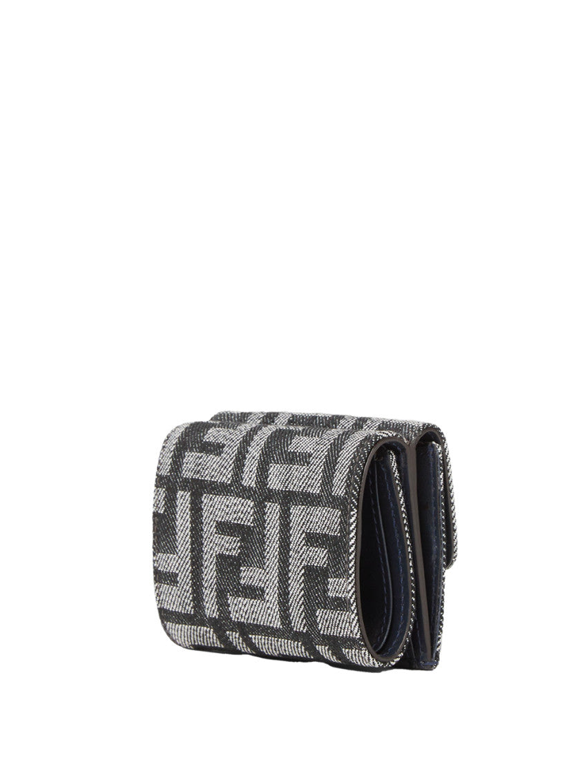 Dark Blue Denim-effect FF Jacquard Wallet 3