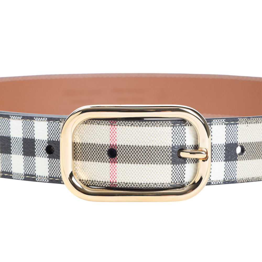Beige Archive Checks Formal Belt 2