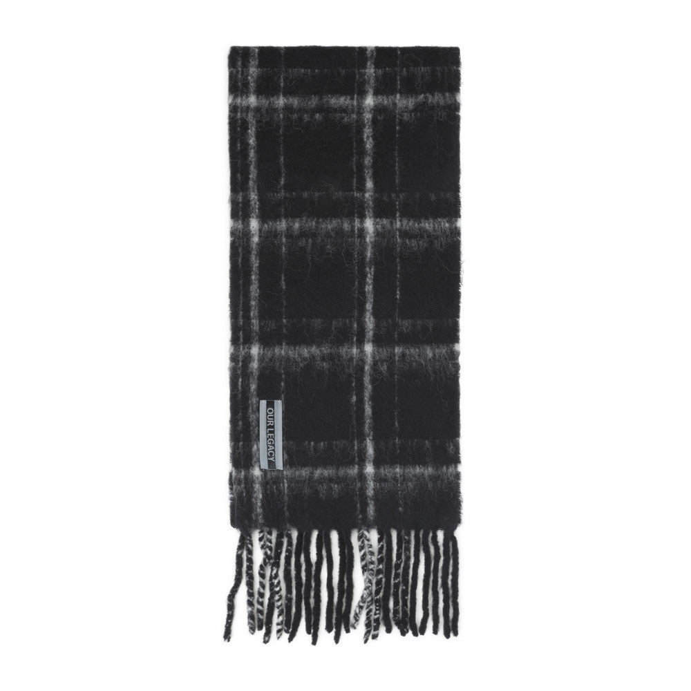Black Fuzzy Checks Scarf 1