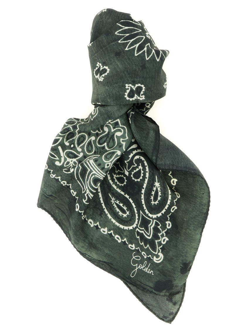 Green Golden Paisley Scarves 1