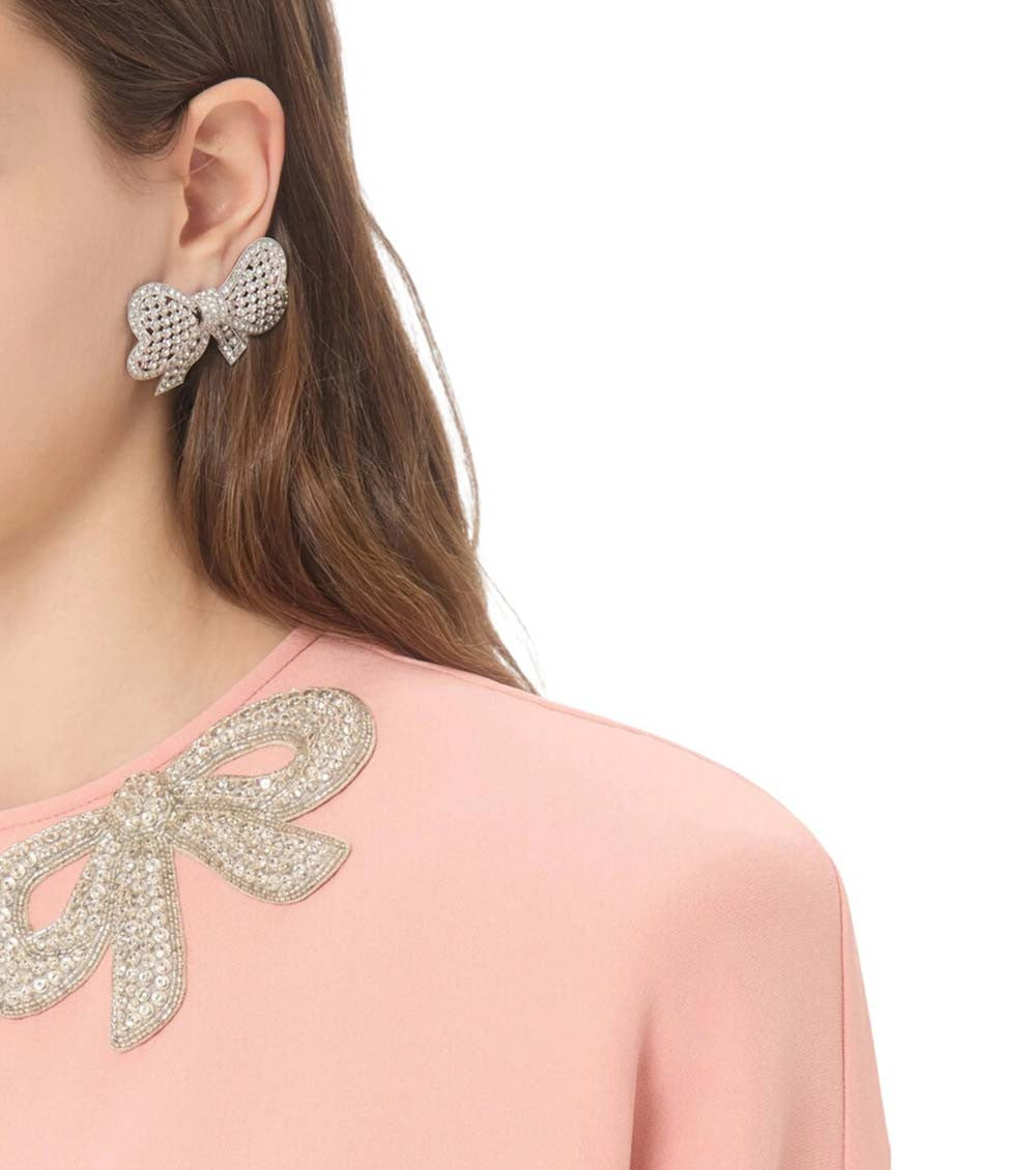 Silver Bow Stud Earrings 4