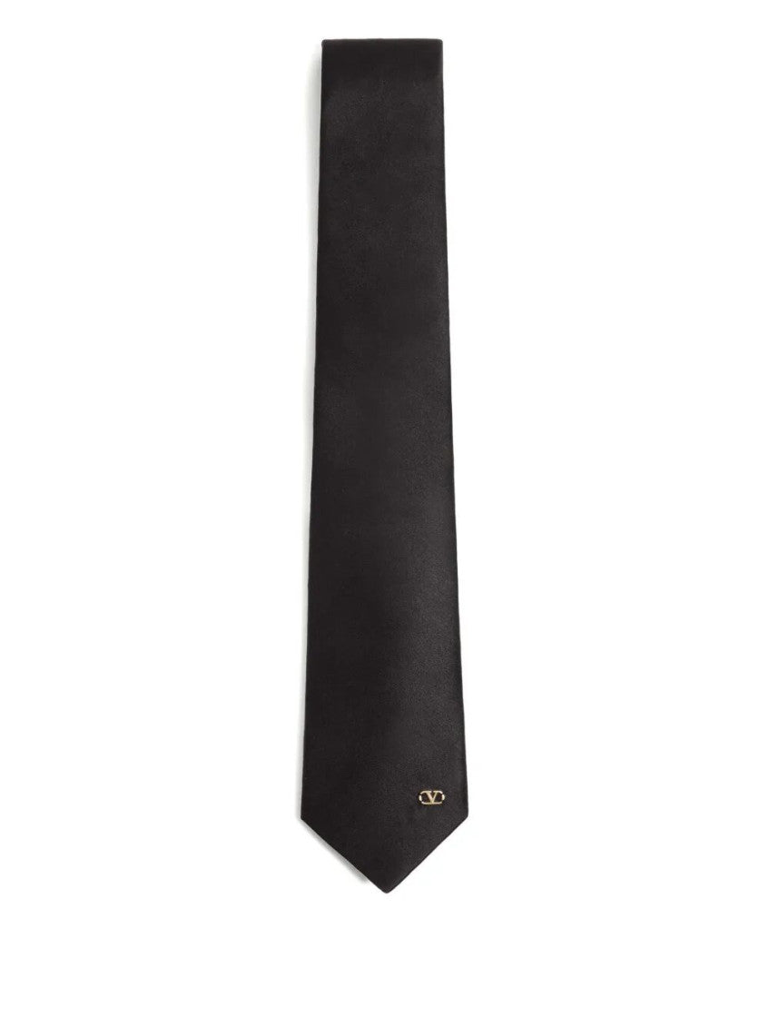 Black Logo Solid Tie 1