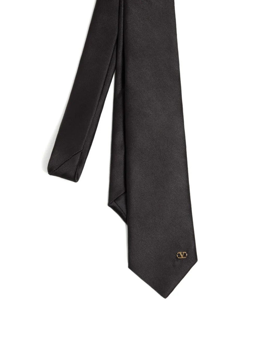 Black Logo Solid Tie 4