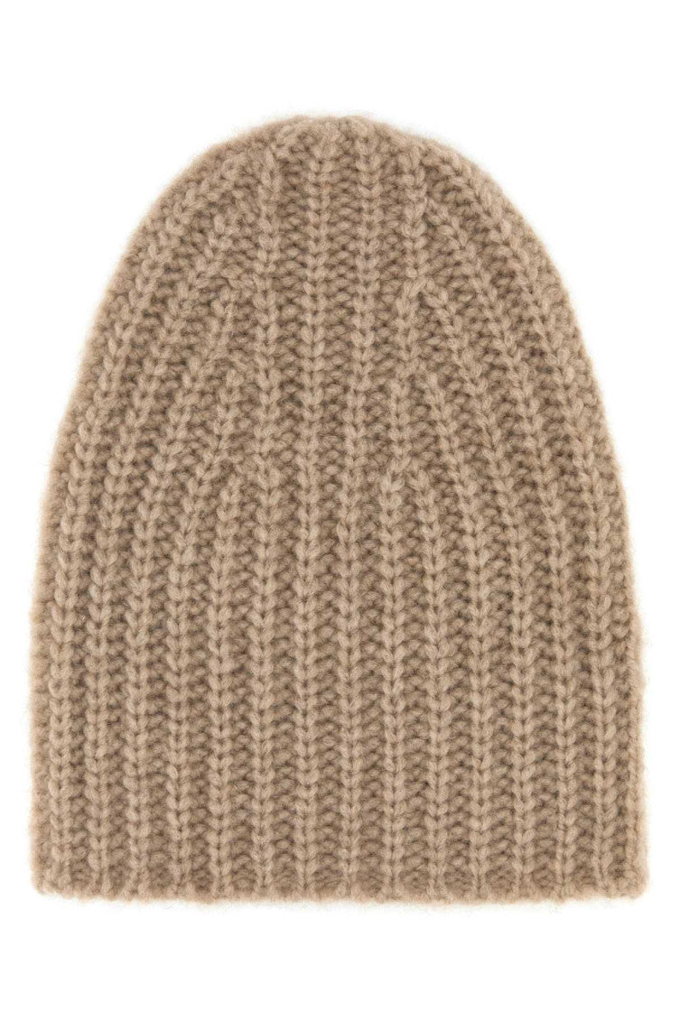 Beige Knitted Beanie Hat 1