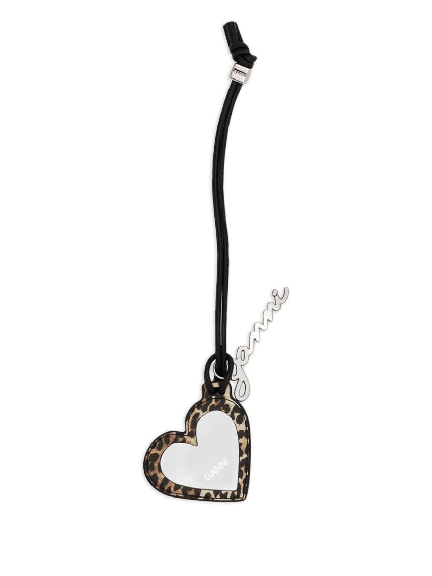 Leopard Print Bou Heart Mirror Keyring 1