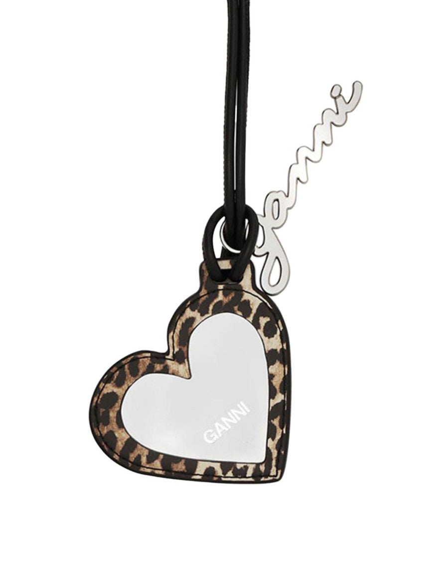 Leopard Print Bou Heart Mirror Keyring 2