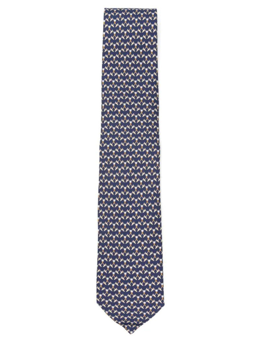 Blue Geometric Silk Tie 1