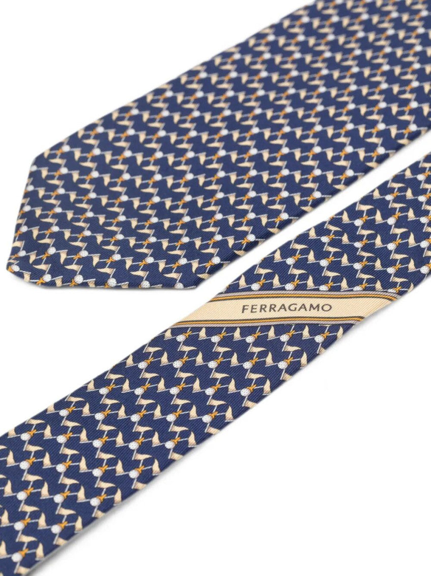 Blue Geometric Silk Tie 3