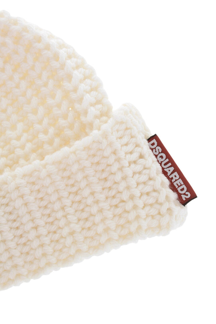 White knitted Beanie Cap 2