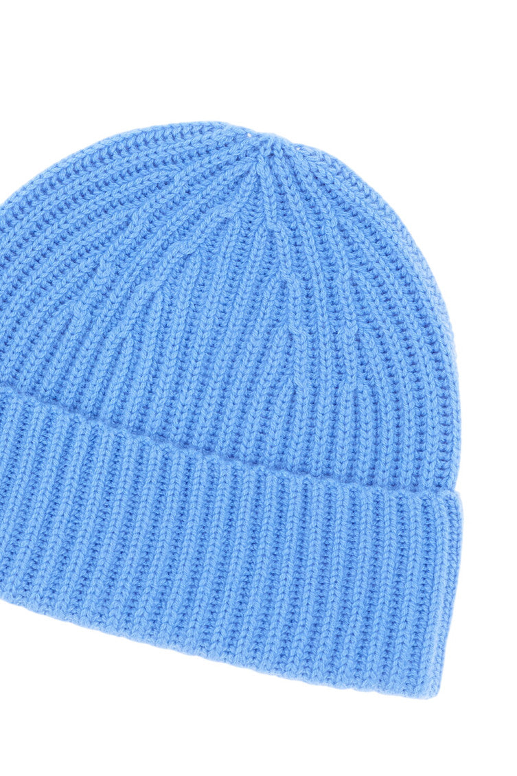 Sky Blue Rib Knitted Beanie Cap 2
