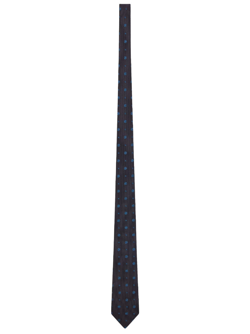 Navy Blue Jacquard Pattern Tie 1
