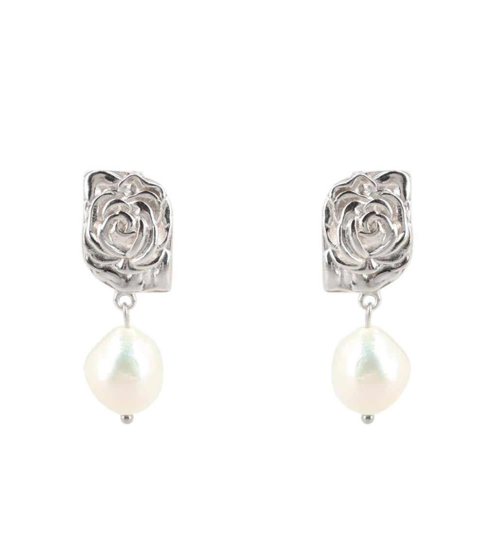 Silver Rose Drop Earrings 1