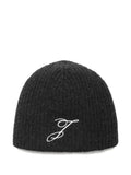 Dark Grey Embroidered Beanie Hat 1