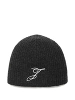 Dark Grey Embroidered Beanie Hat 1