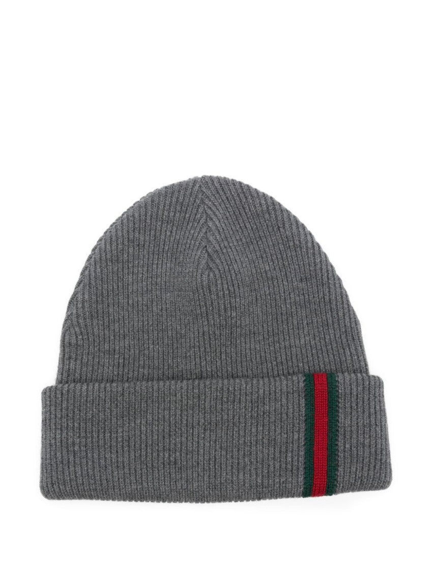 Grey Web detail wool beanie 1