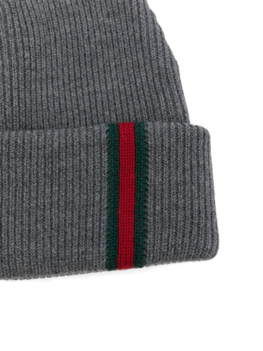 Grey Web detail wool beanie 3