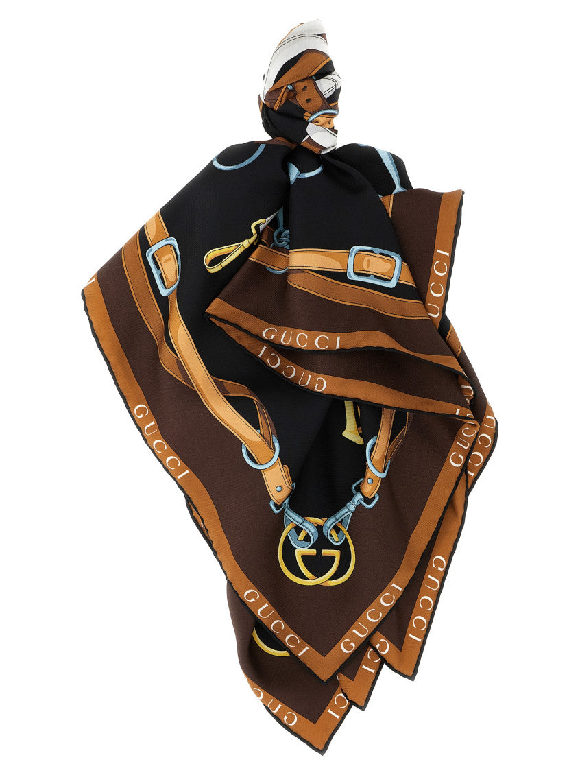Brown Carre Printed Scarf 1