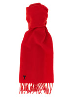 Red Embroidered Logo Scarf 1